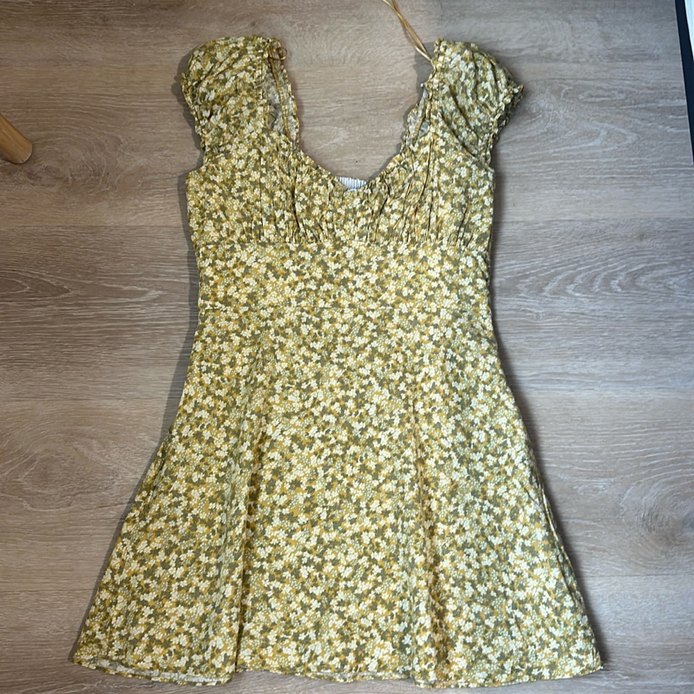 Floral yellow mini dress